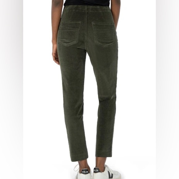 Kut From The Kloth Paola Exposed Ankle Slim Straight Leg Corduroy Pants in Green - Picture 2 of 10